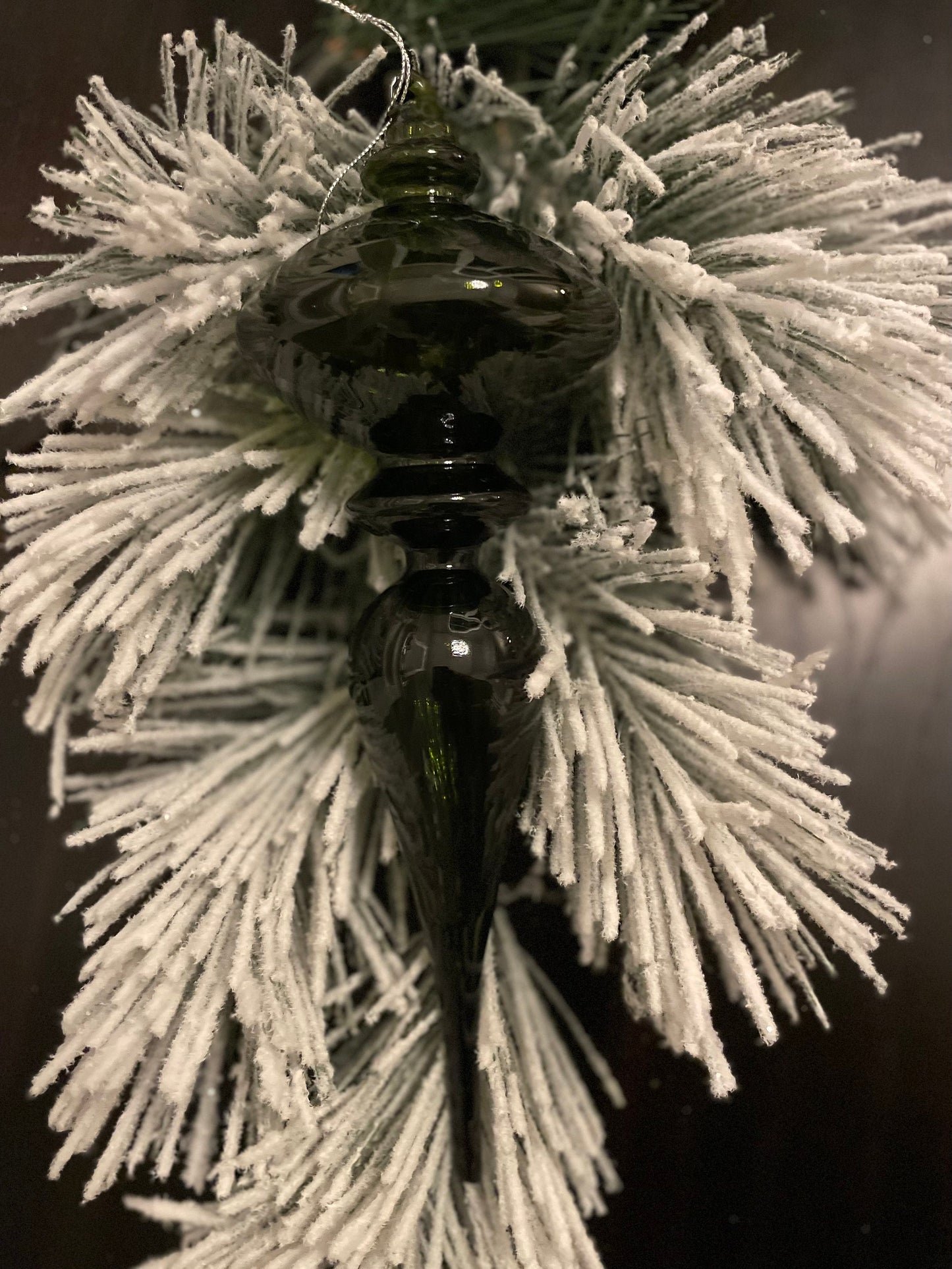 Set of 2. 12” Glass opaque finial ornament.