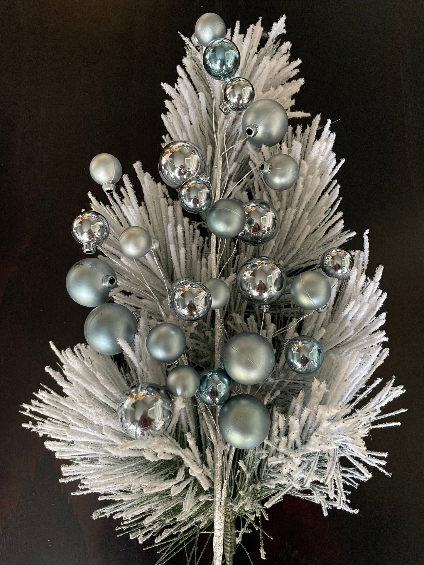 31" Winter blue ball ornament spray.