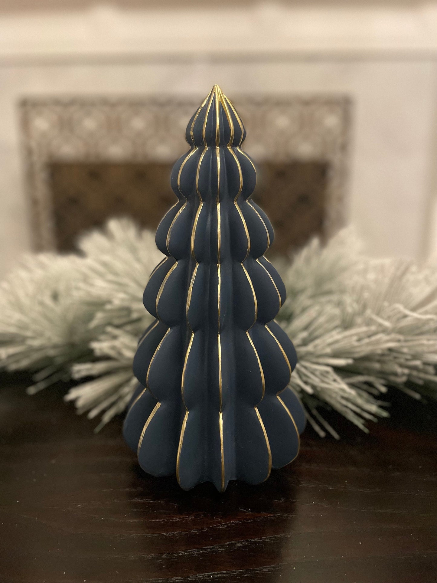 13”H x 4” W Resin blue and gold tree.