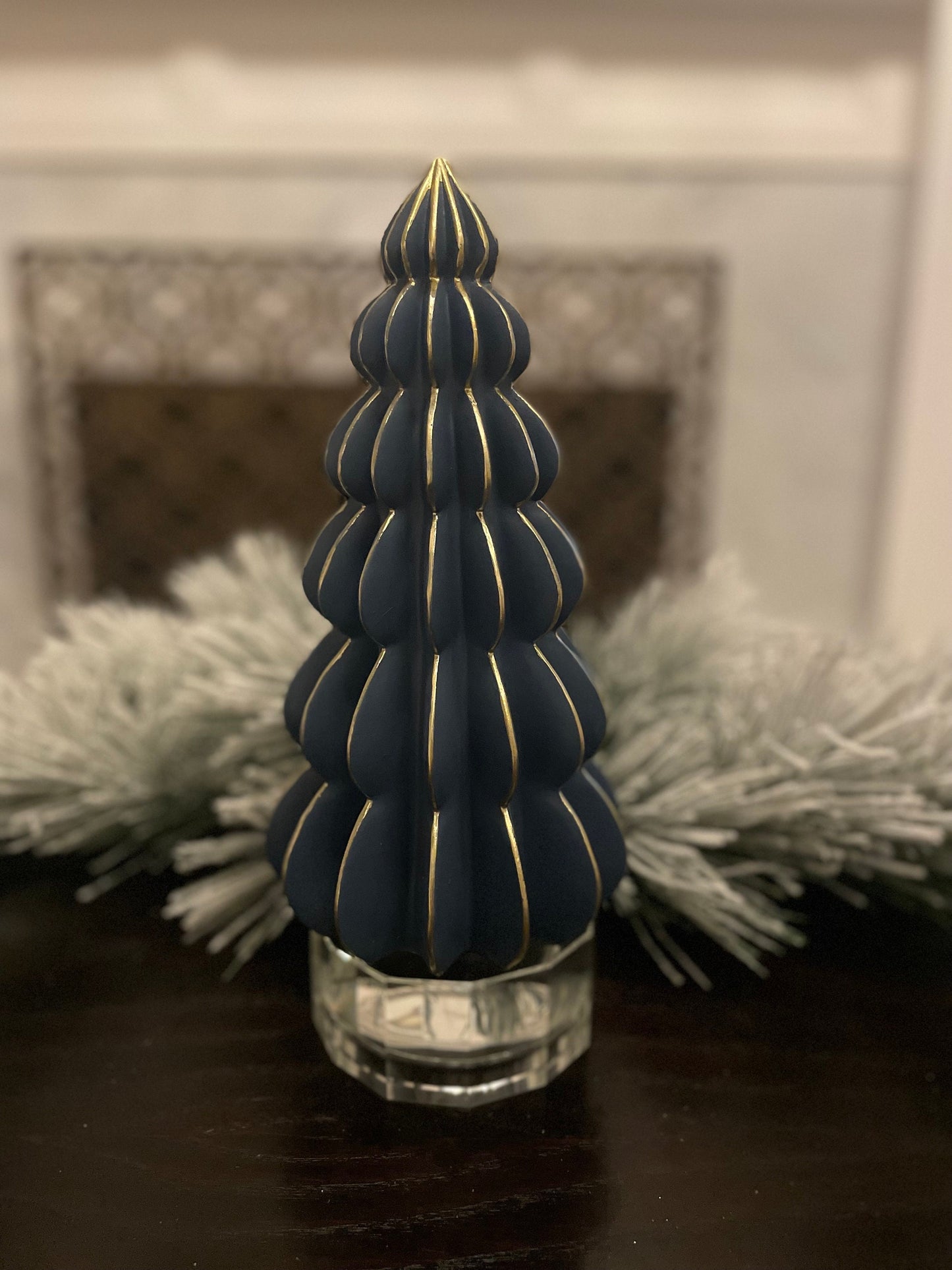 13”H x 4” W Resin blue and gold tree.