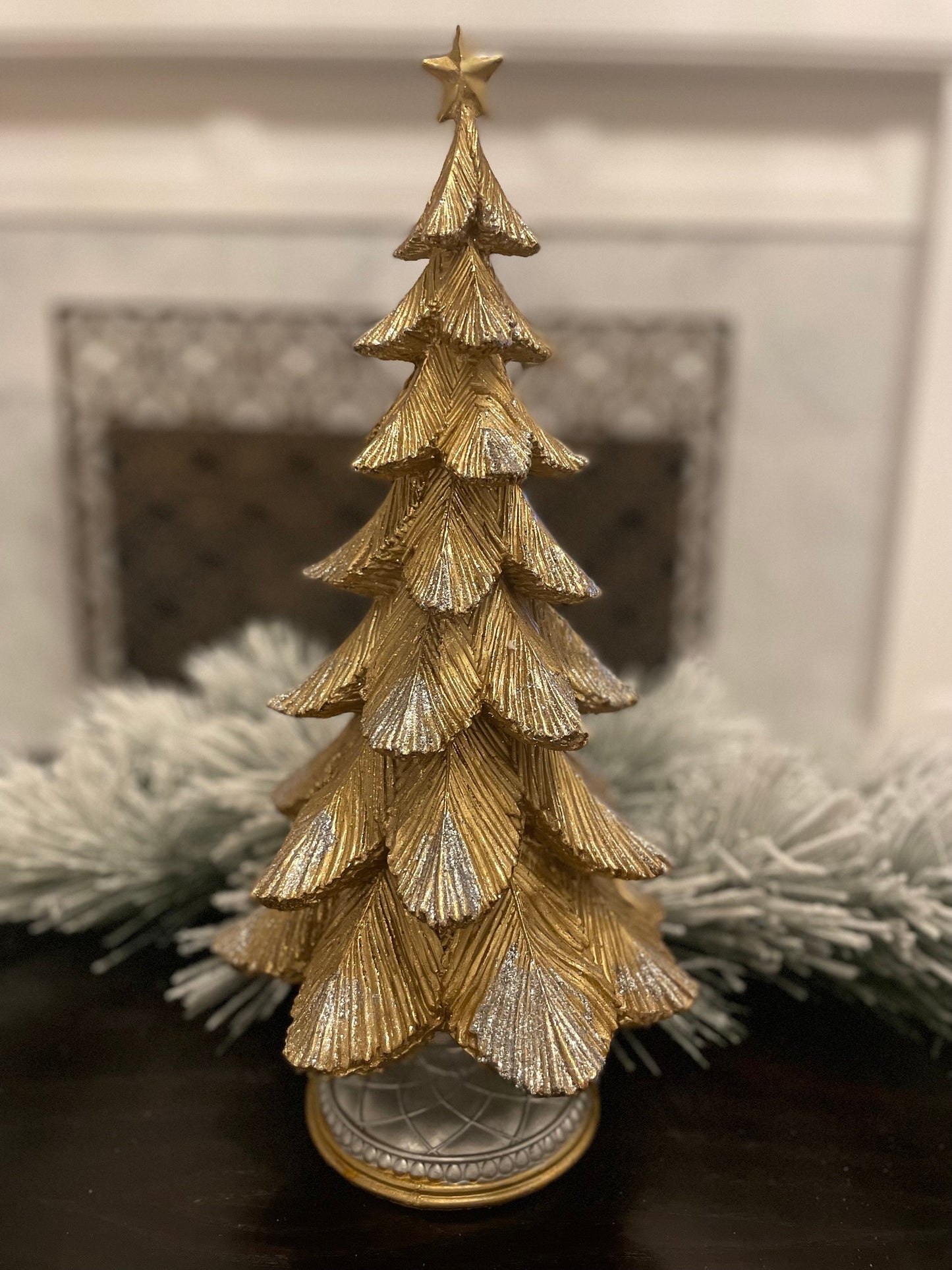 18”H x 9” W Resin gold and silver tree.
