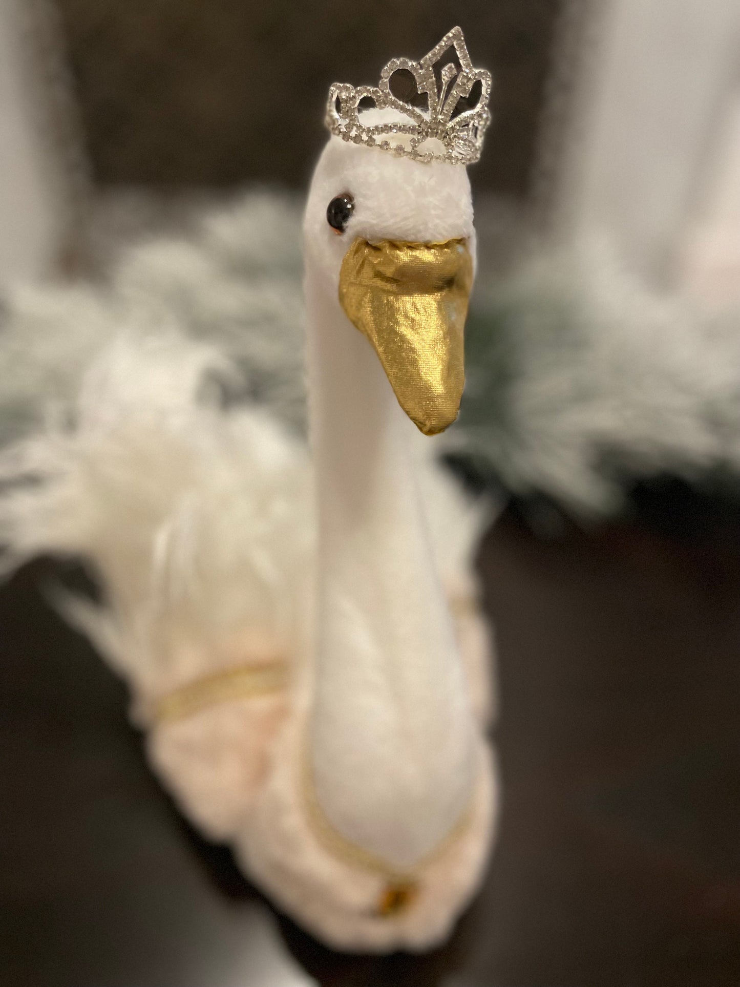 14"H x 14” L Swan blush beauty. Mark Roberts.