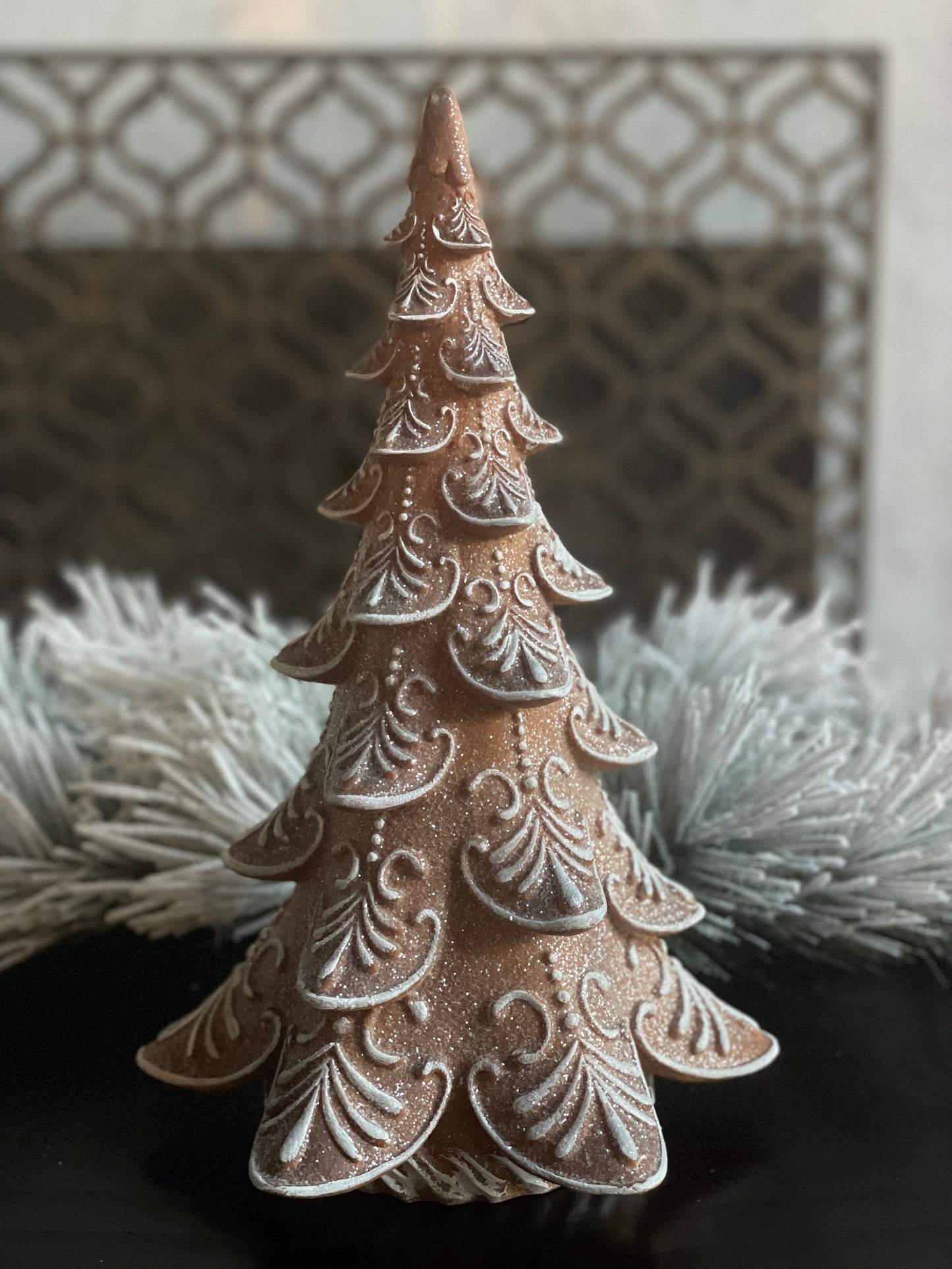 14”H x 9” W. Gingerbread tree. candy Christmas.*