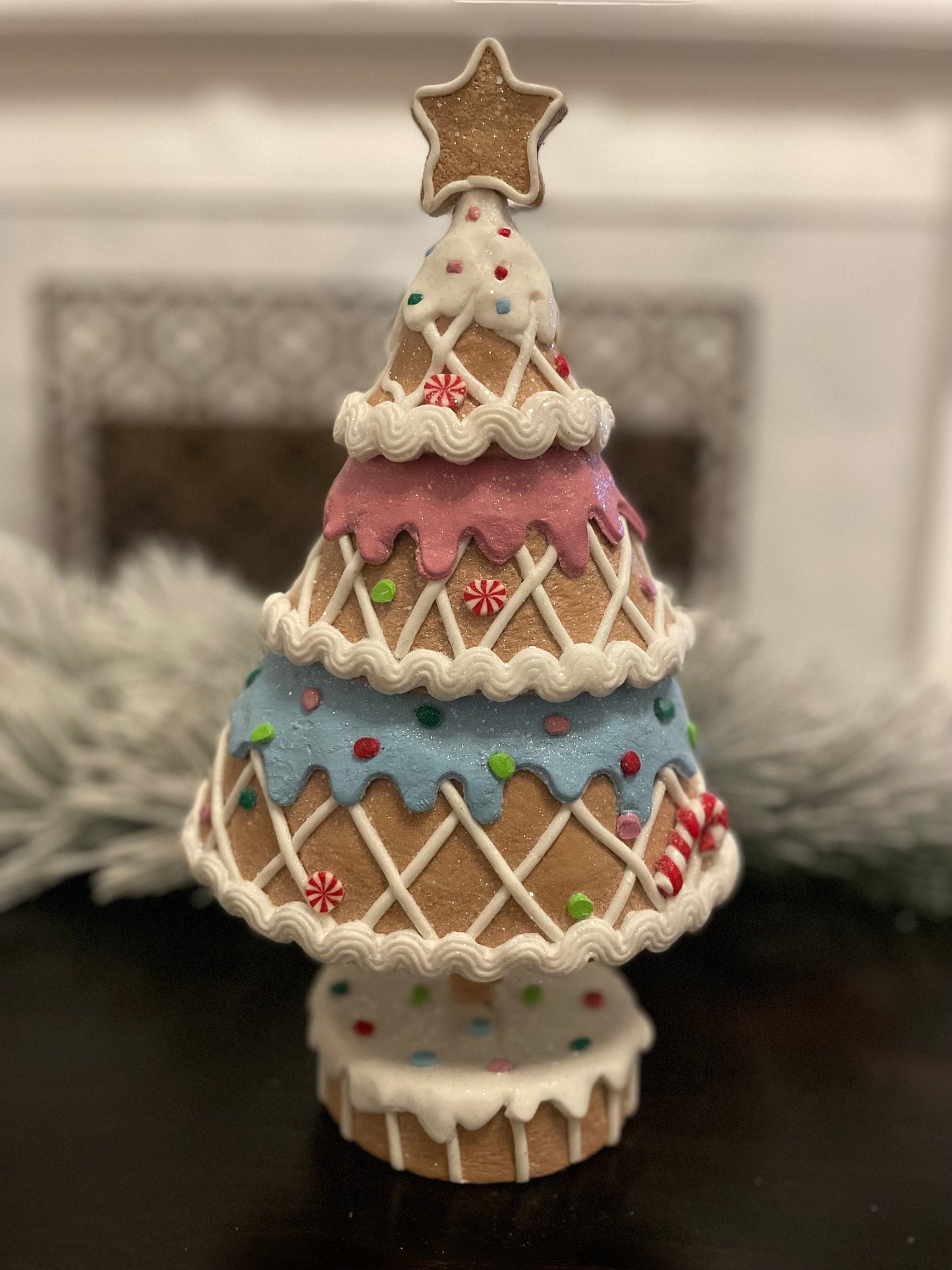 14” Claydough gingerbread candy tree. Christmas.