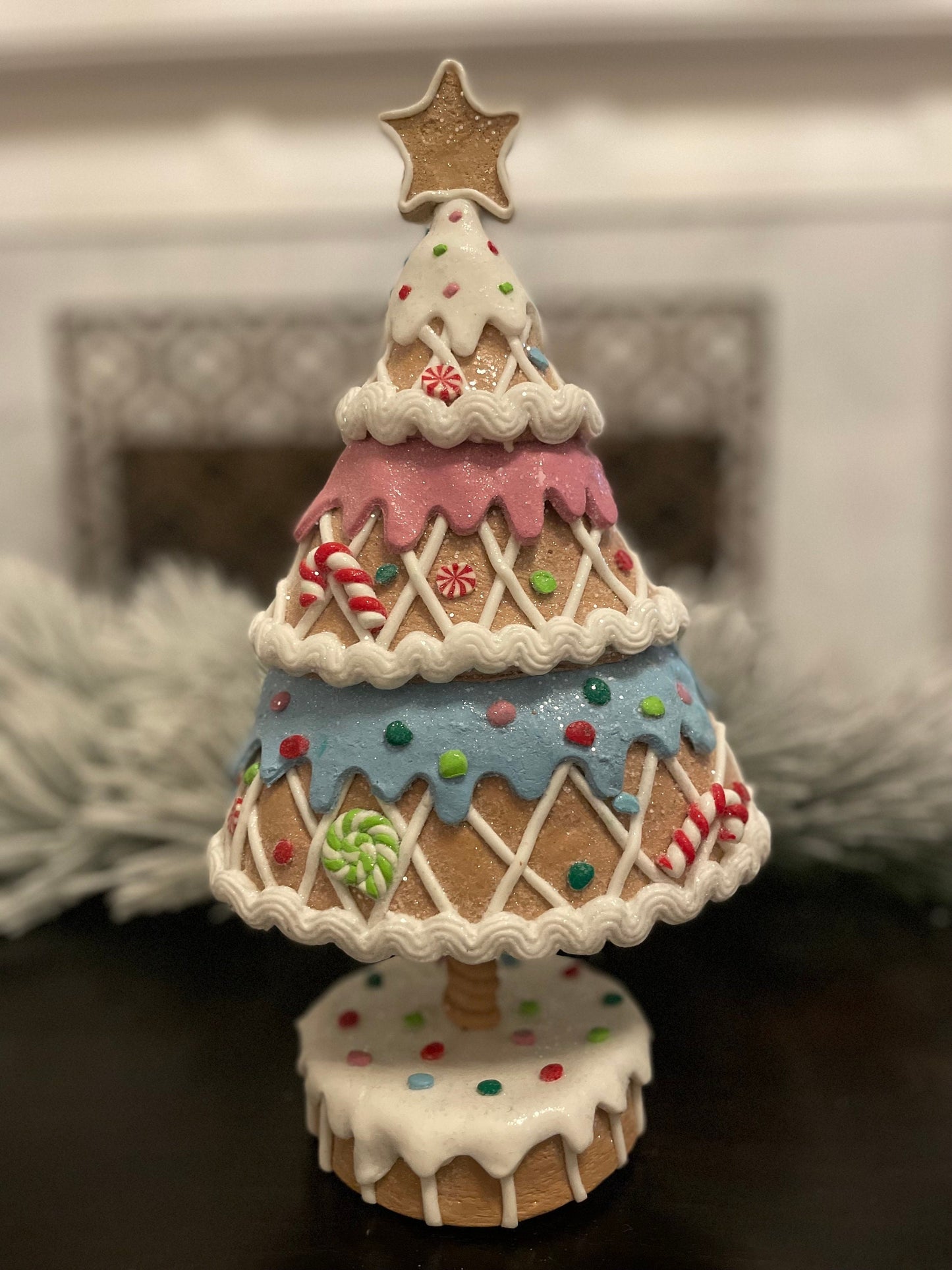 14” Claydough gingerbread candy tree. Christmas.