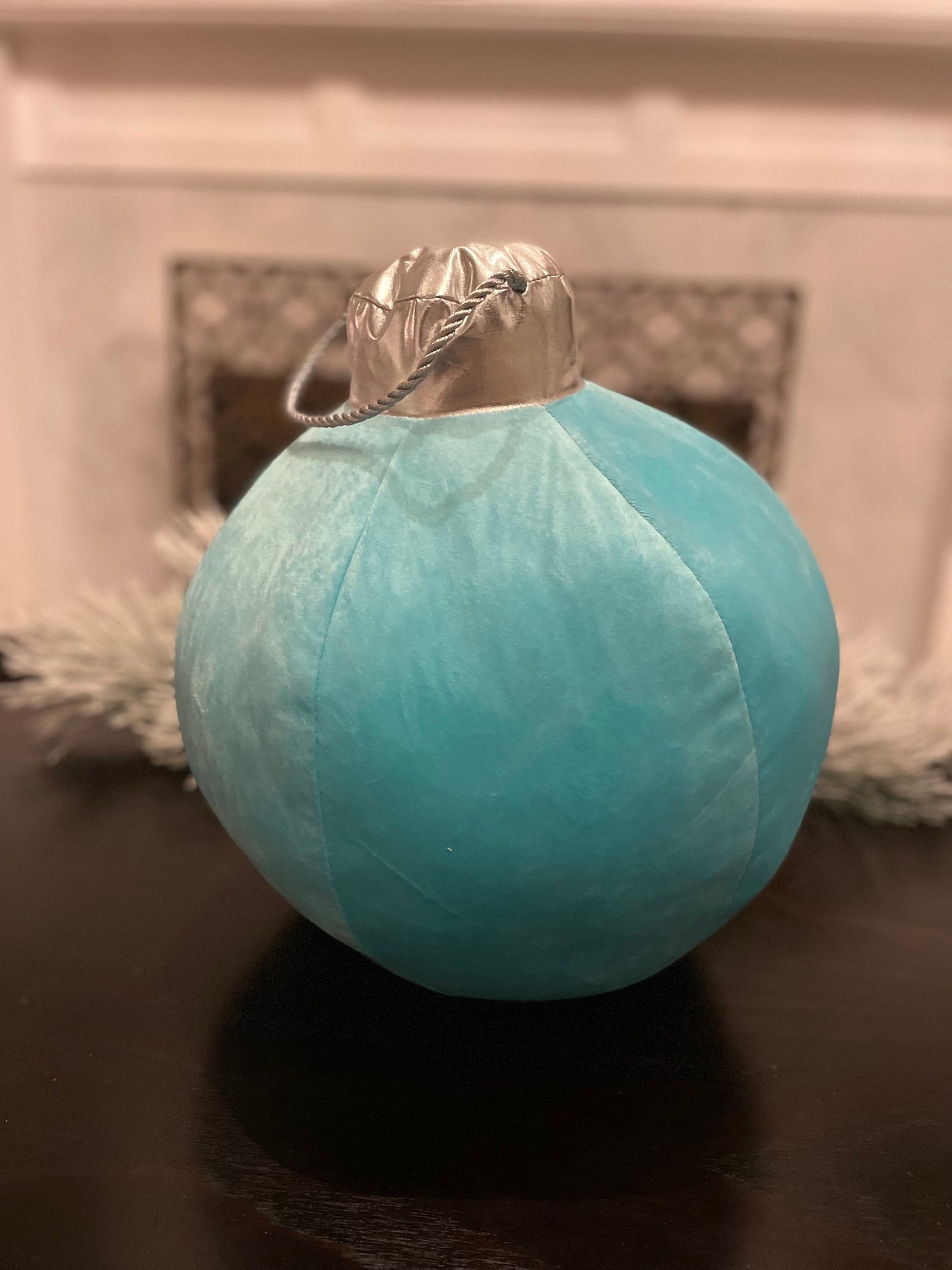 15” H x 10” W blue tabletop ornament/ under the tree ornament.