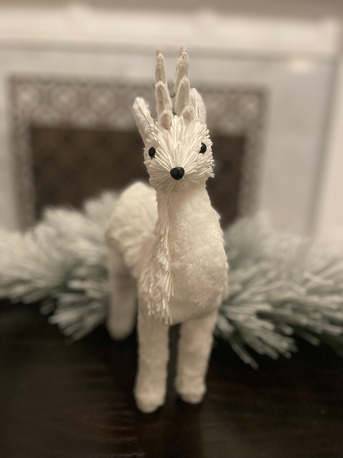 13.75” Deer. Snow fleece deer.