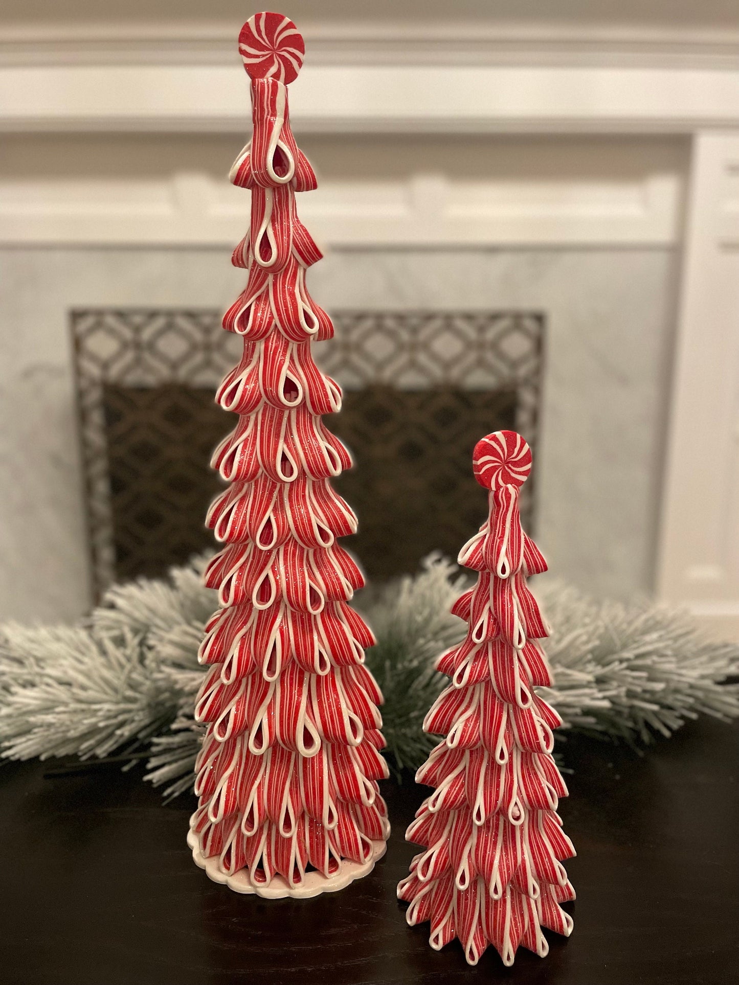 14”H x 5” W. Ribbon candy tree.