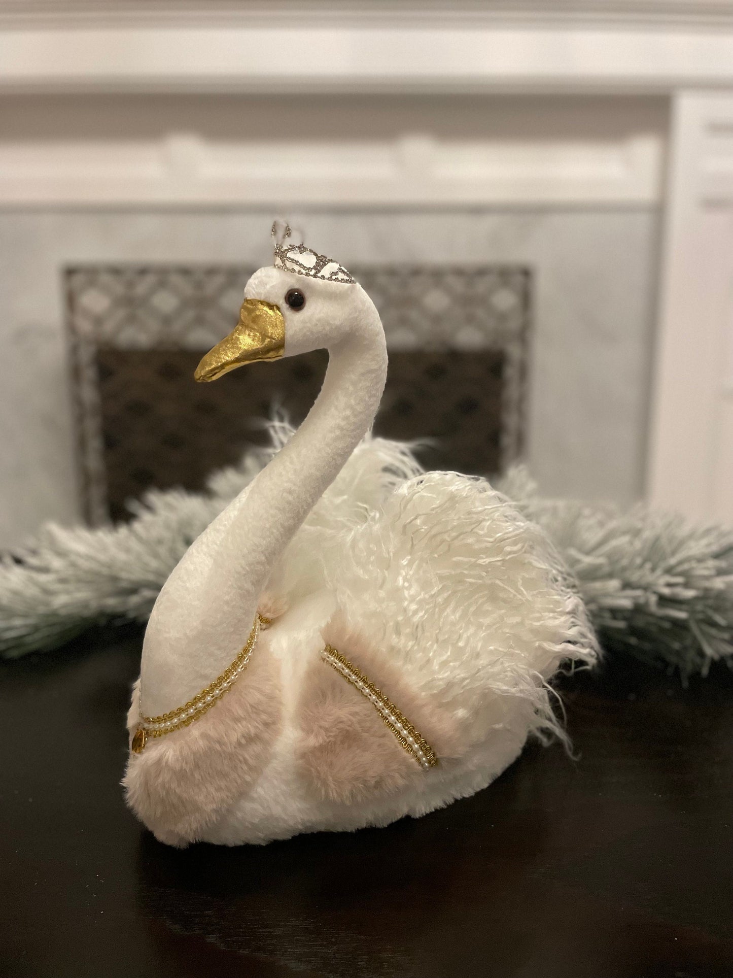 14"H x 14” L Swan blush beauty. Mark Roberts.