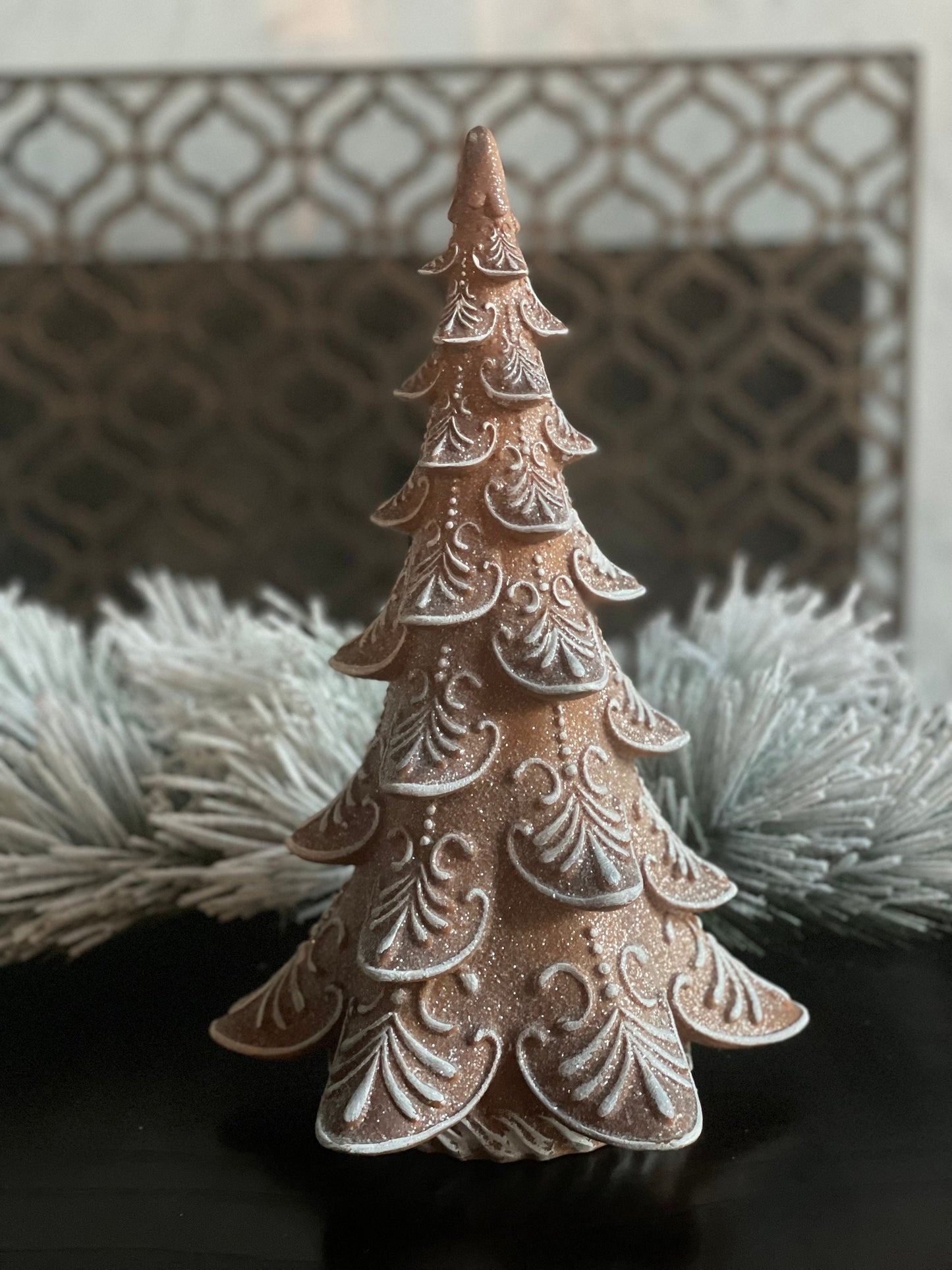 14”H x 9” W. Gingerbread tree. candy Christmas.*