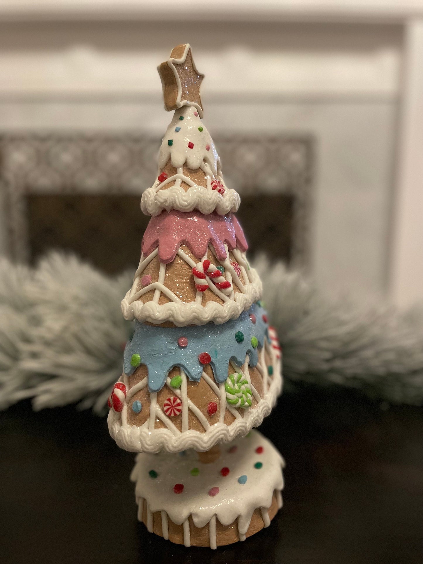 14” Claydough gingerbread candy tree. Christmas.