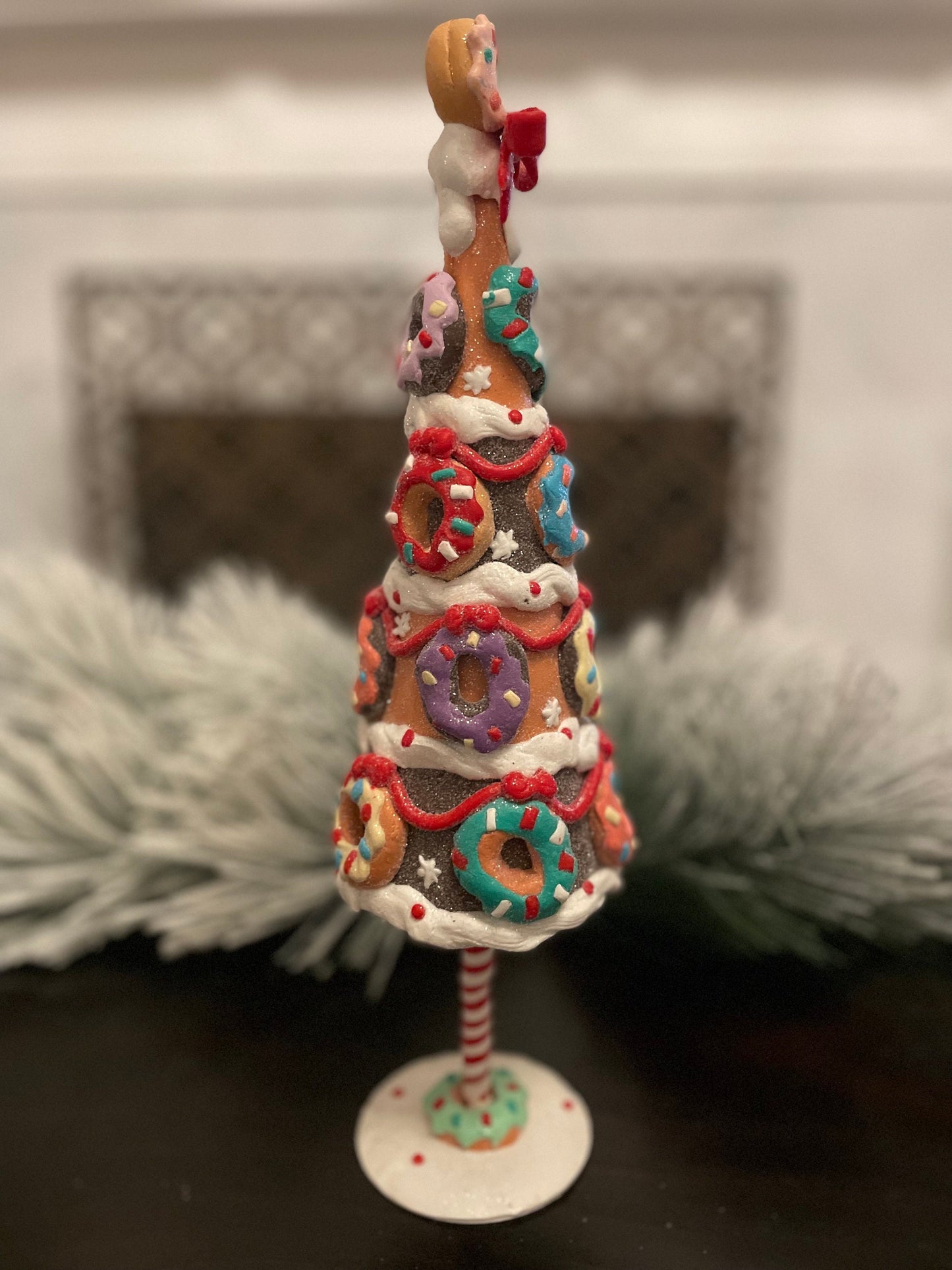 14” Christmas tree with donuts.