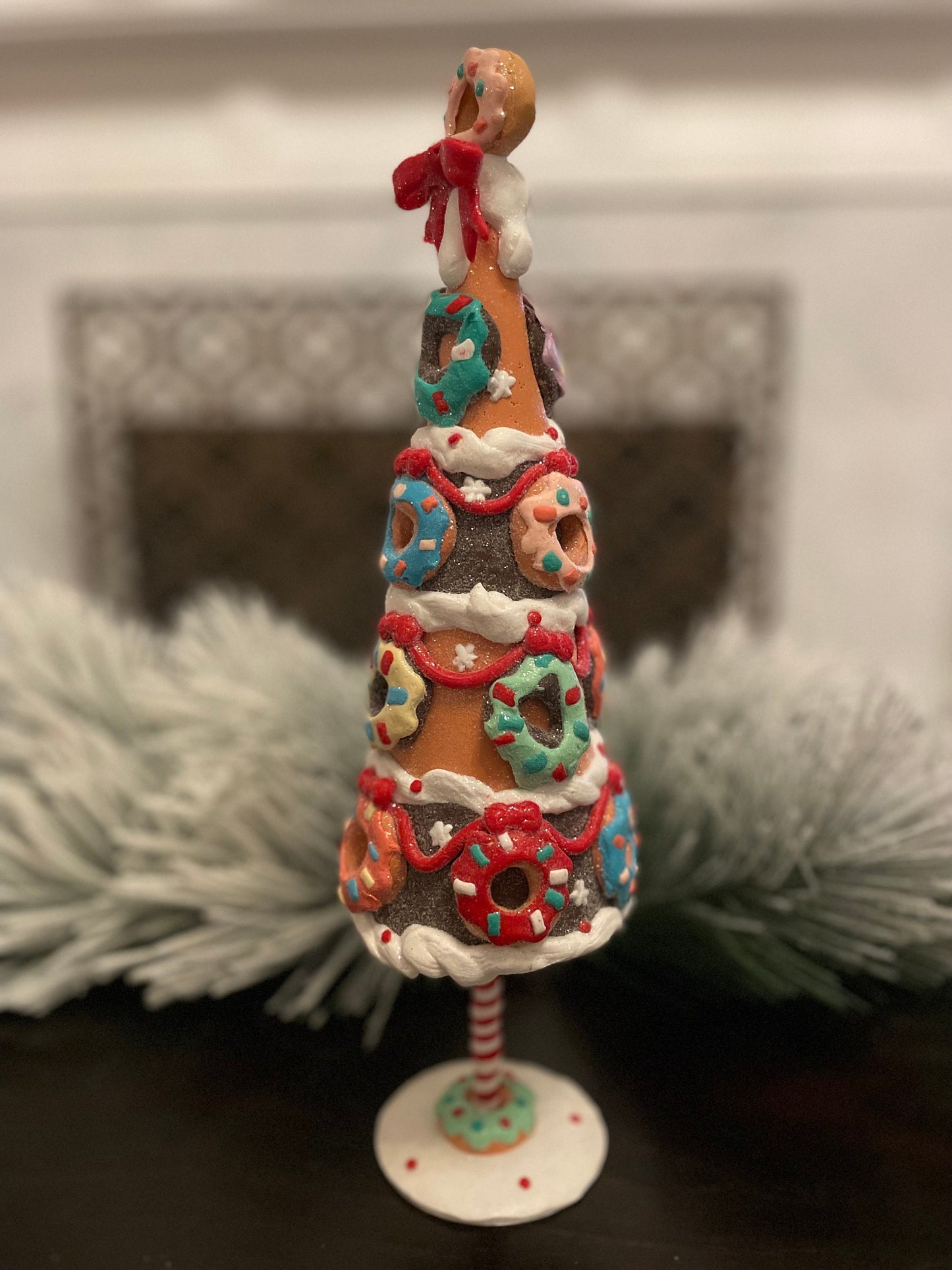 14” Christmas tree with donuts.