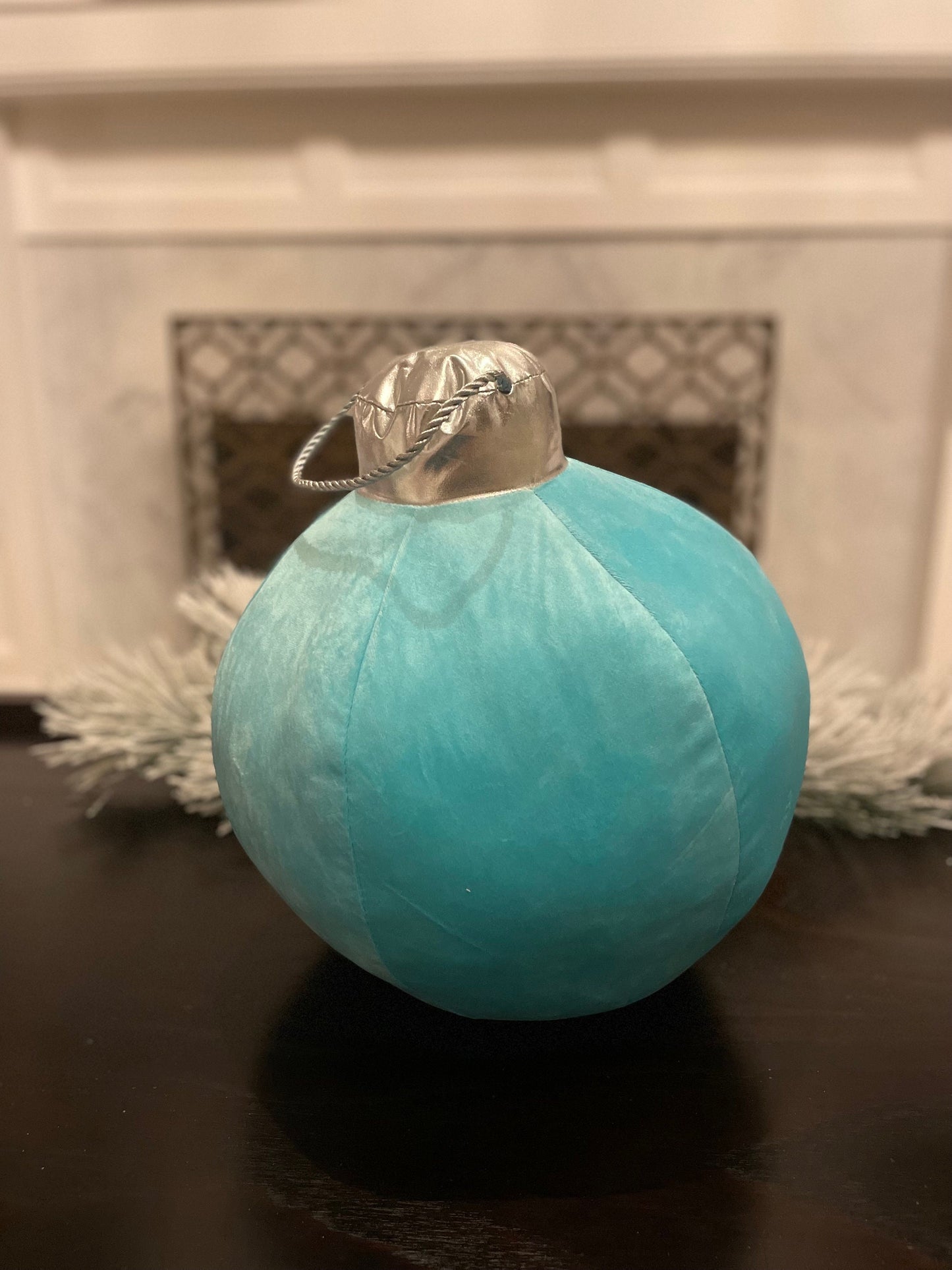 15” H x 10” W blue tabletop ornament/ under the tree ornament.