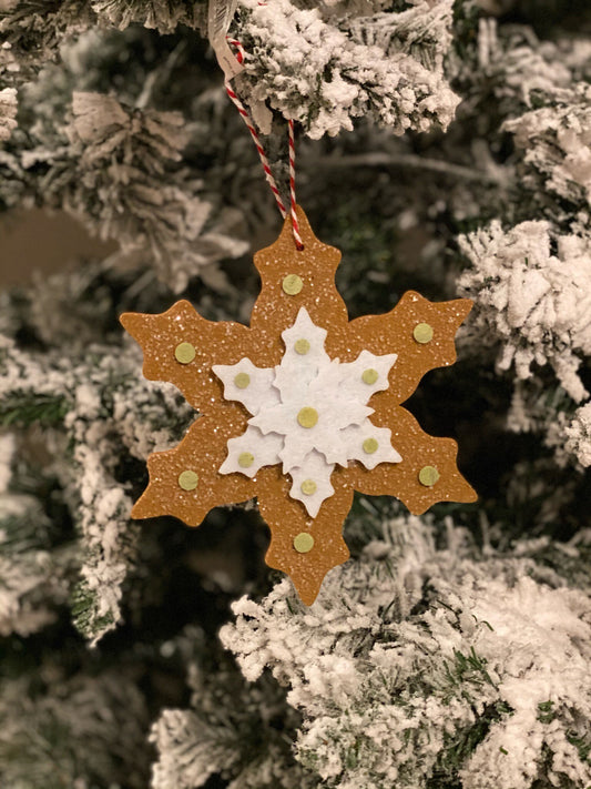 SET of 2. 7" Frosty Gingerbread snowflake.