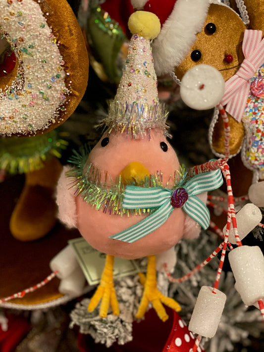 10" Sparkle candy bird with hat*