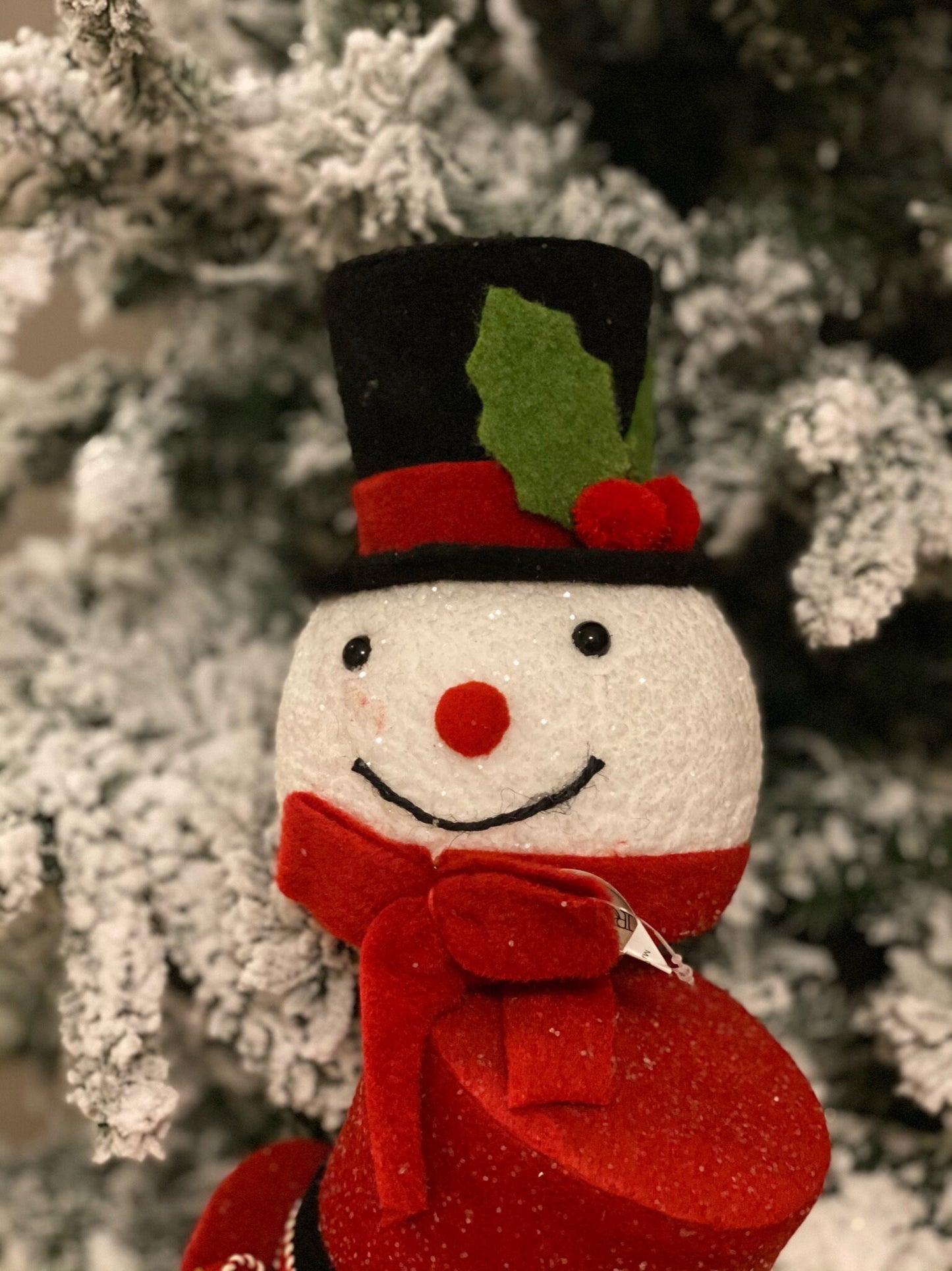 18" Felt stack snowman with poinsettia