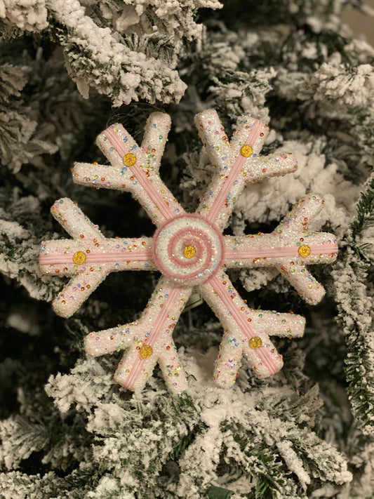 10" Candy sprinkles snowflake ornament