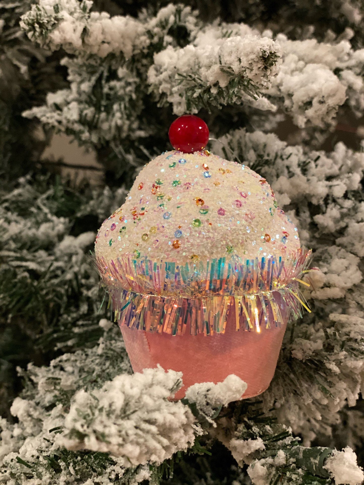5" Cupcake pink with sprinkles ornament
