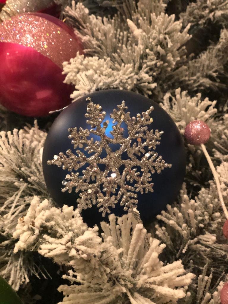 SET of 12. 10" plastic glitter snowflake pick ( approx. 4"diameter) silver.