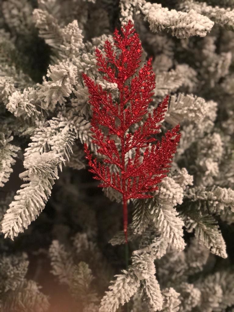 13" glitter cedar pick, red set of 12