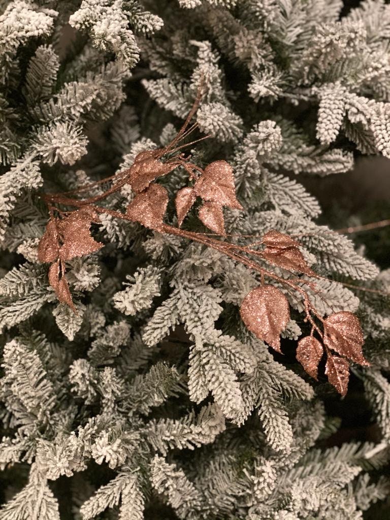 30"glitter/sequin rose leaf/grass spray