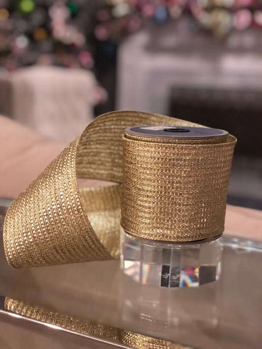 4"x 10 yds. shimmer rose gold, designer ribbon