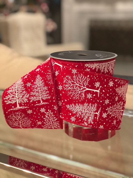 4” x 10 yard Christmas forest red