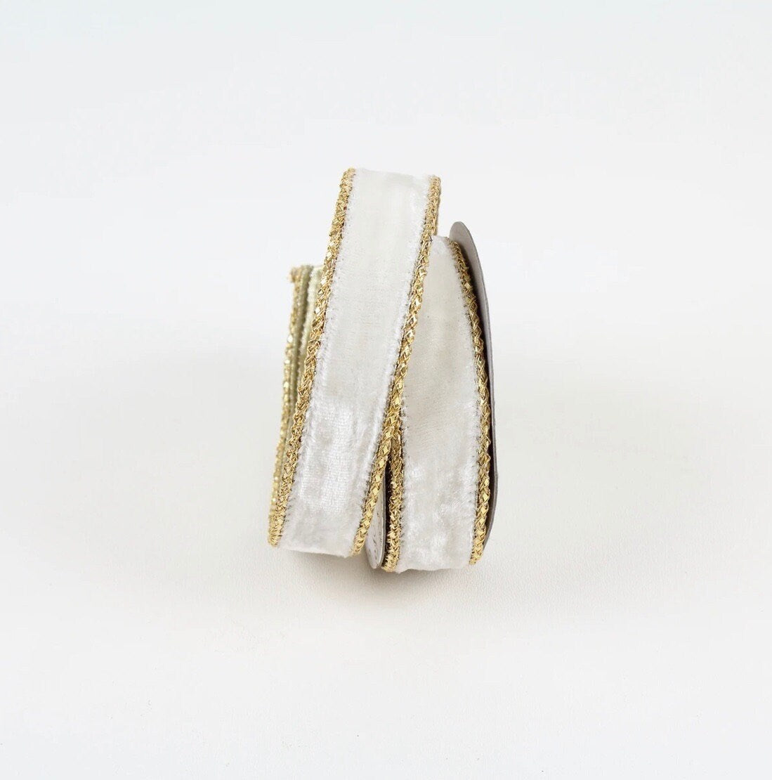 1” x10 yard royal velvet ribbon ivory and gold*