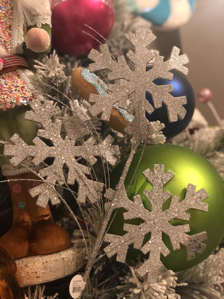 Set of 3. 27" glitter snowflake x3 spray silver*