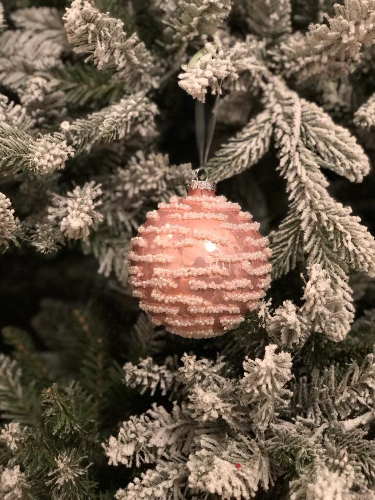 4" glass pearl swirl ball ornament