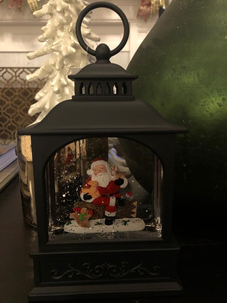 8.5" Santa and friends lighted water lantern*