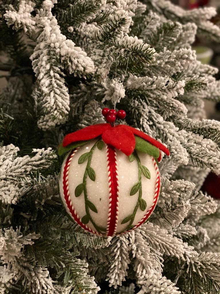 5"felt vine poinsettia ball ornament. Set of 2.