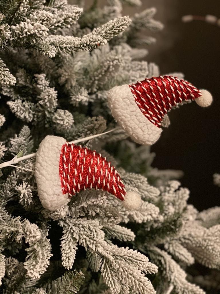 30" fabric peppermint Santa hat spray