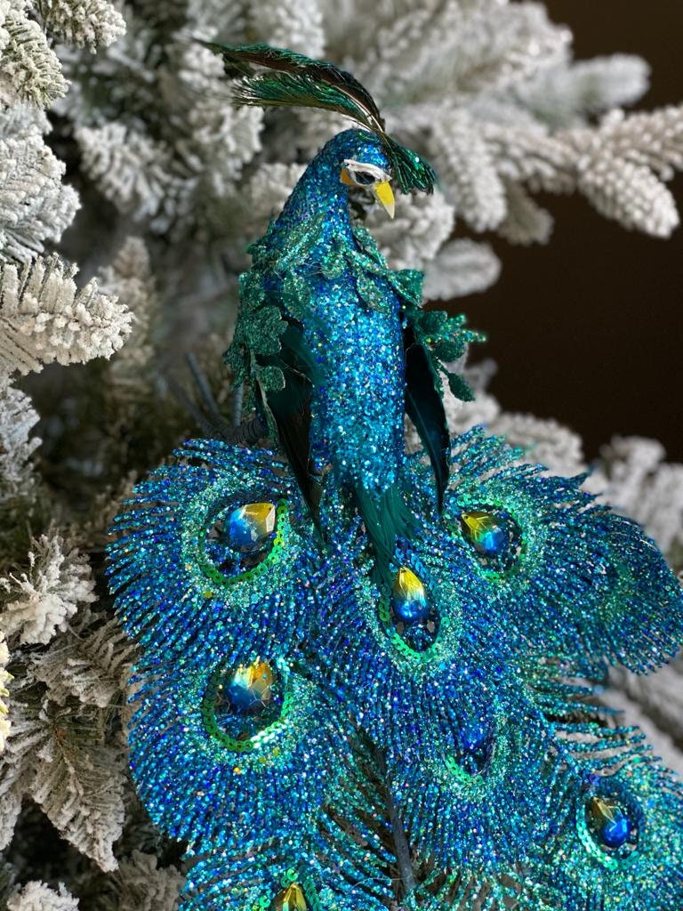 21" glitter sequin jewel peacock