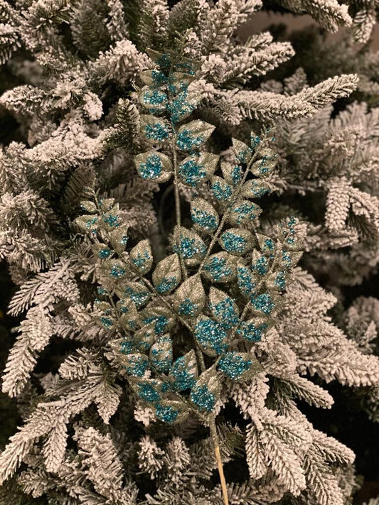 28” glitter/ sequin mermaid/peacock fern spray