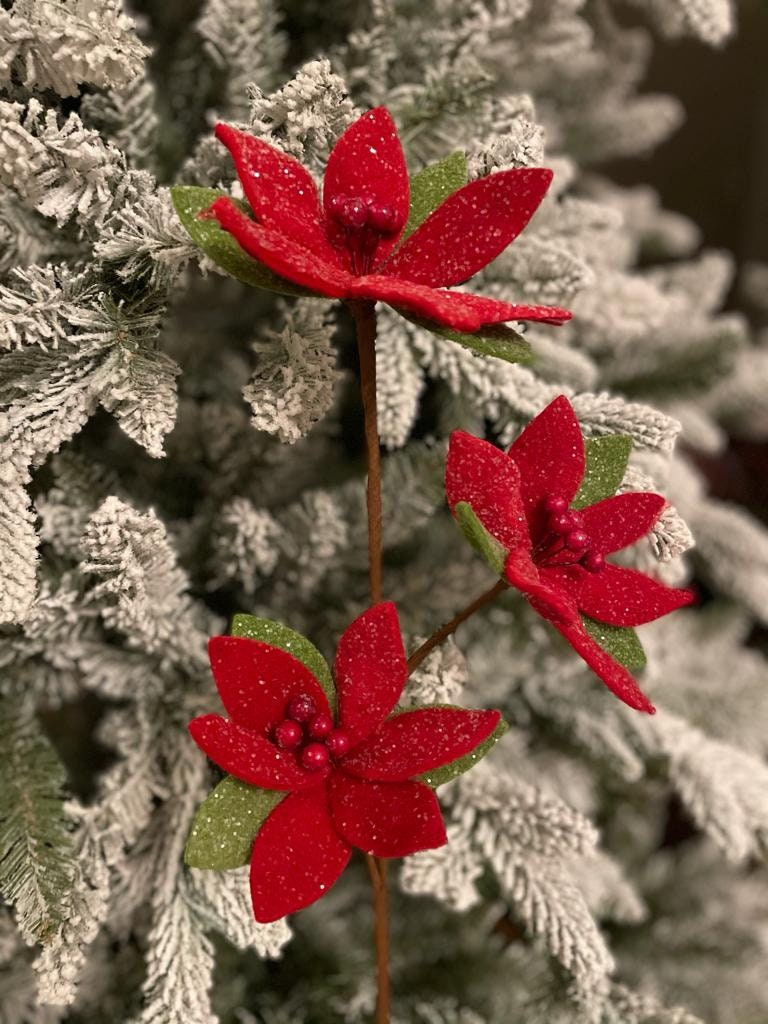 22"sugared felt poinsettia spray*