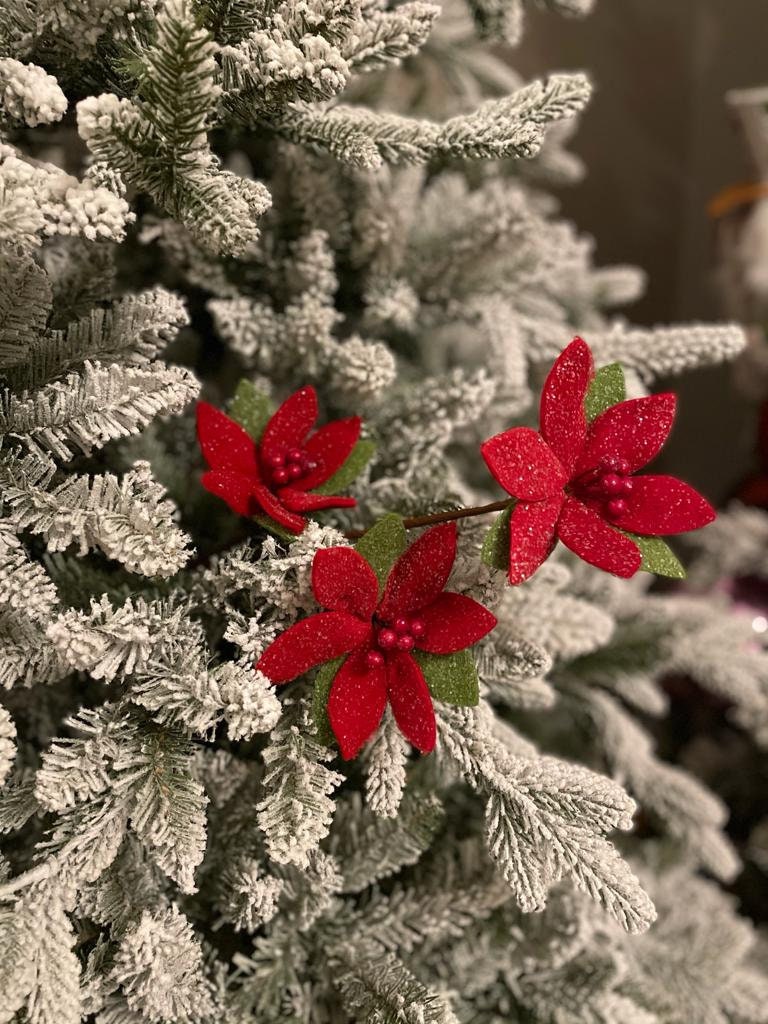 22"sugared felt poinsettia spray*