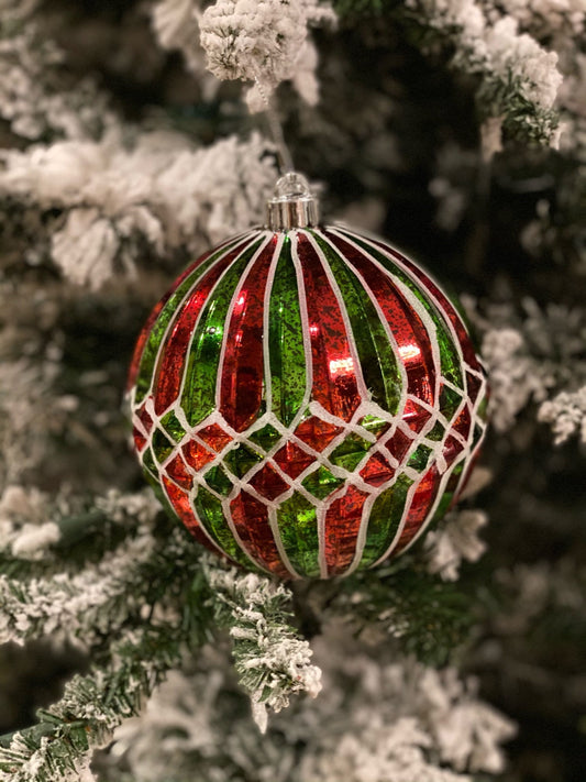 Two 5.9 inches Ridged Diamond Stripe Ornament Balls (150MM).*