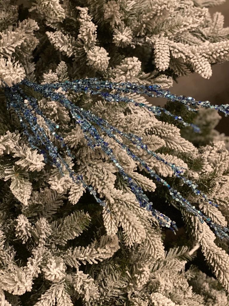 37" sequin gliter ice twig spray
