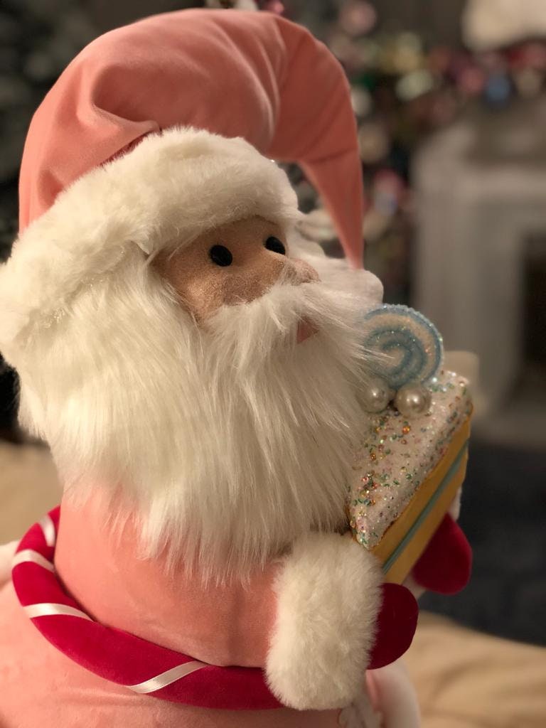 23"pink velvet candy santa