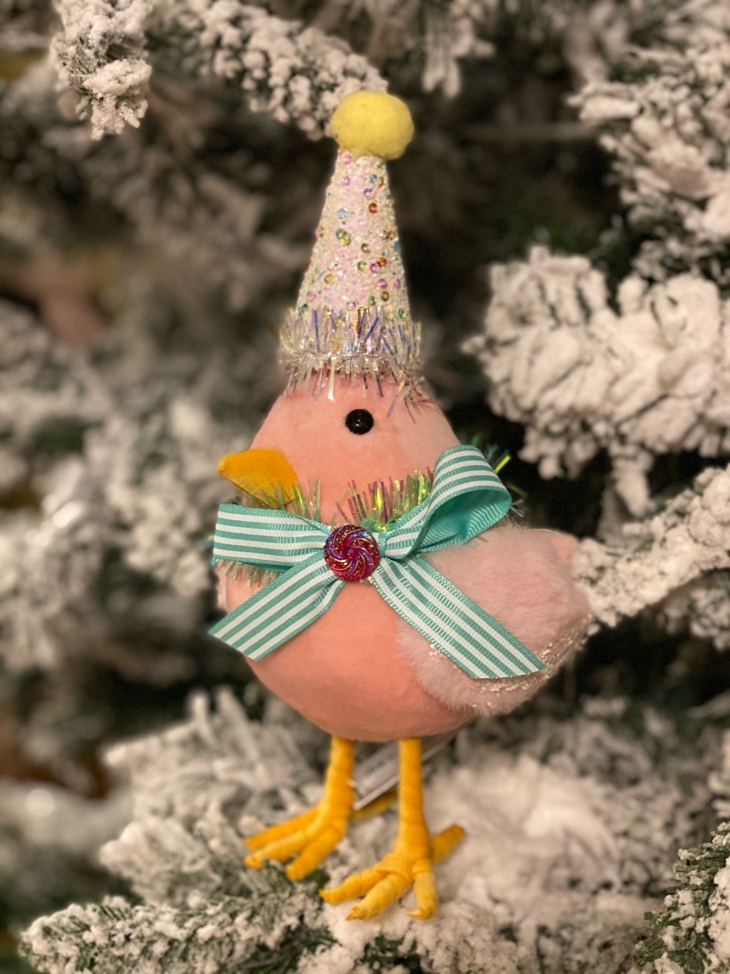 10" Sparkle candy bird with hat*