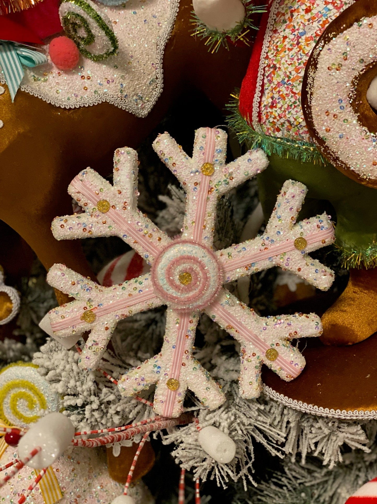 10" Candy sprinkles snowflake ornament