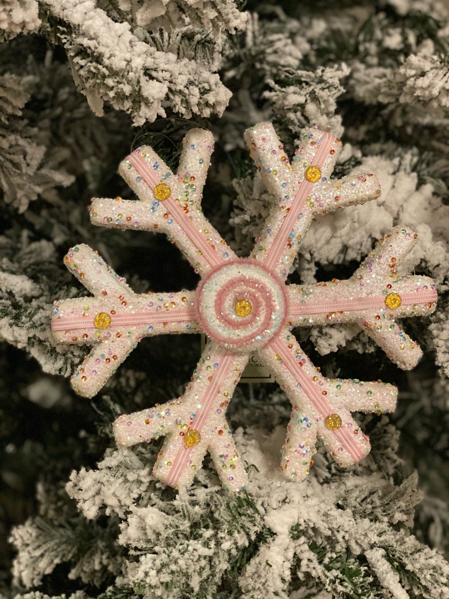 10" Candy sprinkles snowflake ornament