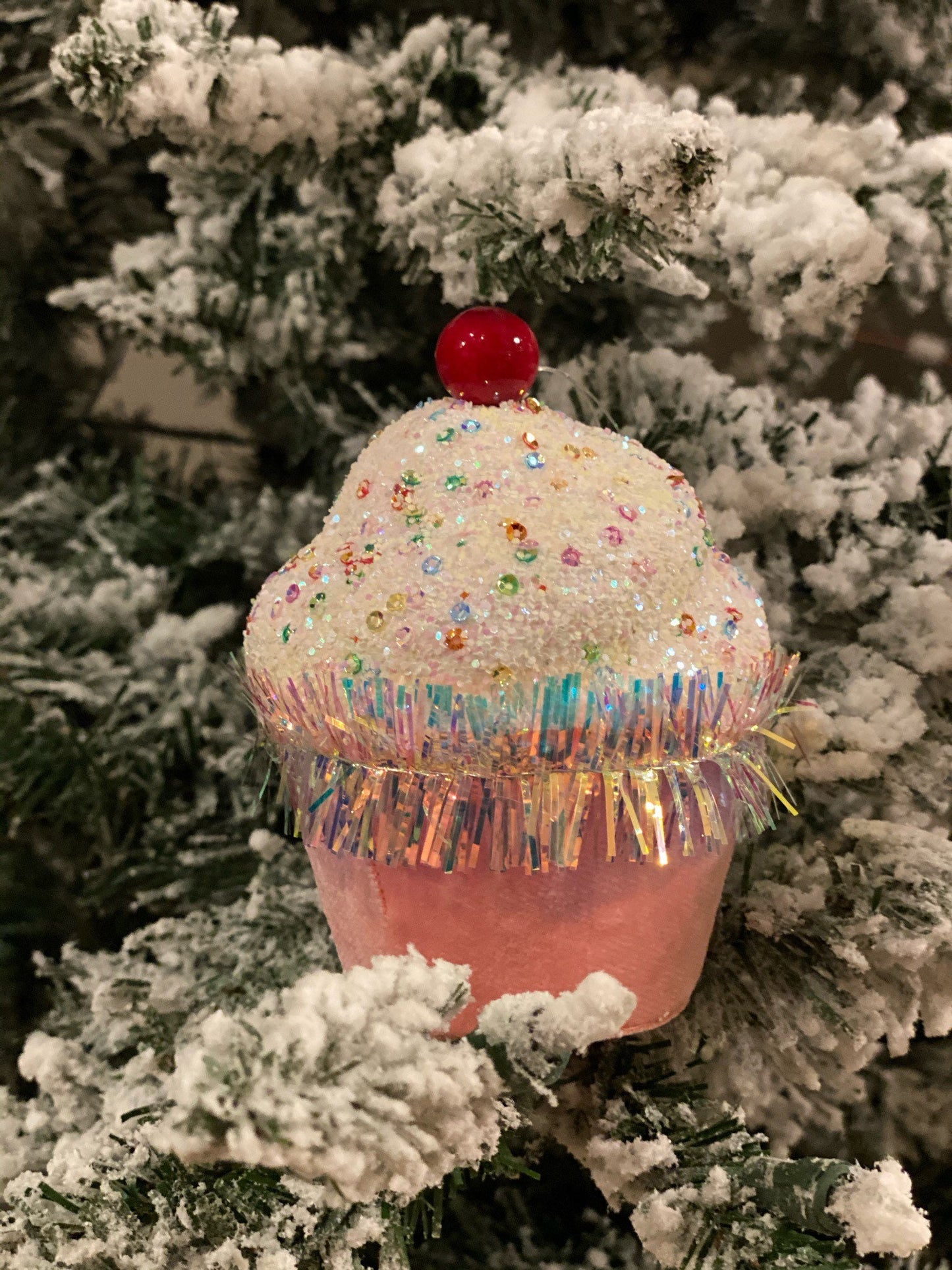 5" Cupcake pink with sprinkles ornament