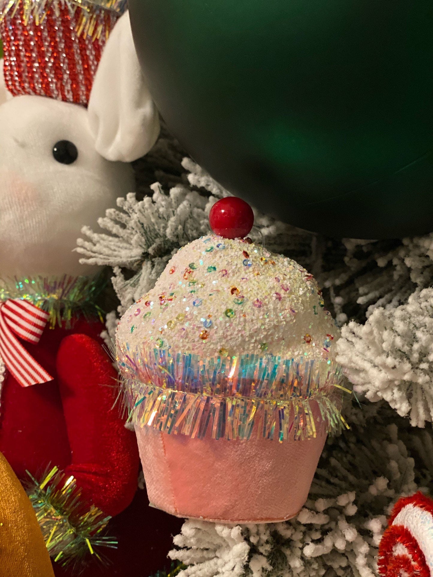 5" Cupcake pink with sprinkles ornament