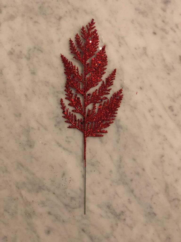 13" glitter cedar pick, red set of 12