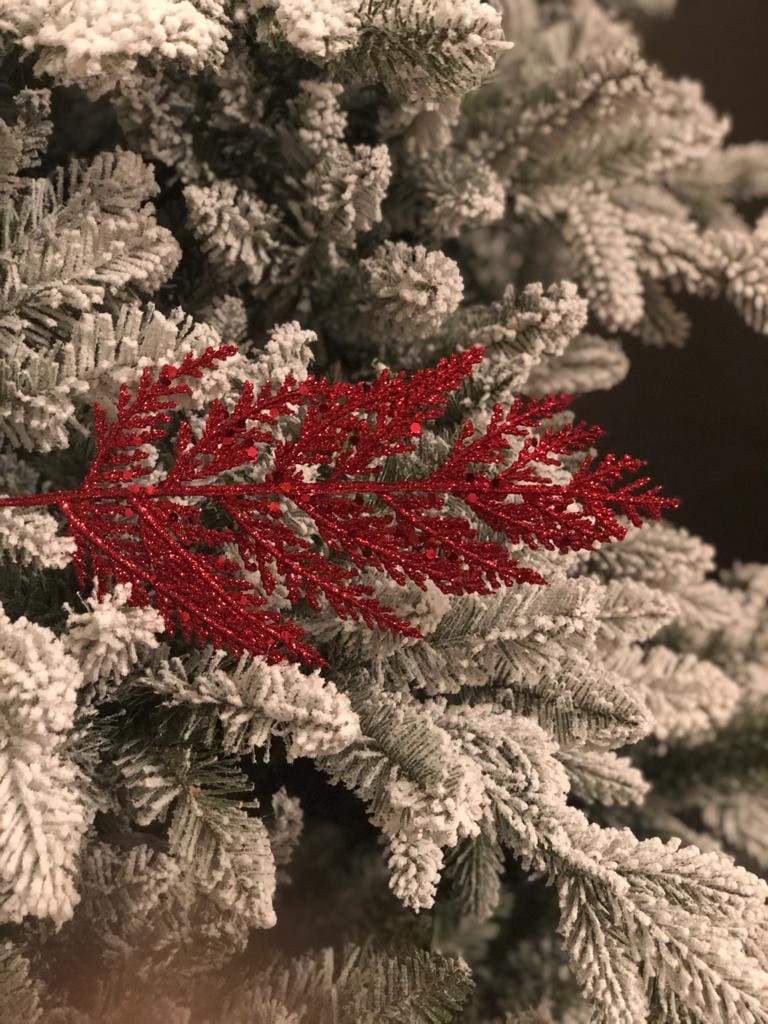 13" glitter cedar pick, red set of 12