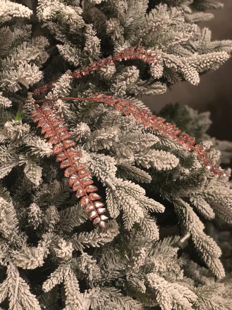 34.5" jeweled glitter fern spray pink and gold. SET of 3. Green flocked branches NOT included.