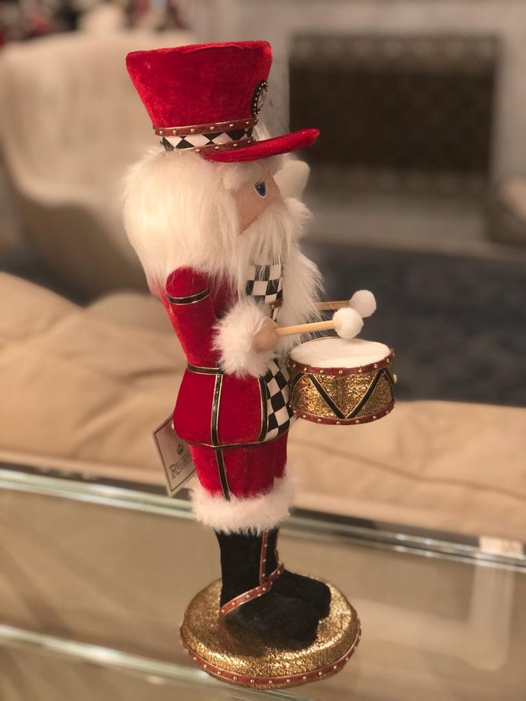 16"velvet, harlequin (Nutcracker style) soldier & drum